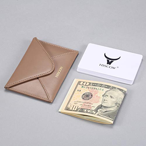 HISCOW Envelope Business Card Case with Magnet Closure - Italian Calfskin (Apricot)