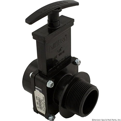 Valterra Gate Valve, 3 pc, 1-1/2"fpt x 1-1/2"mpt, 45psi, Blk