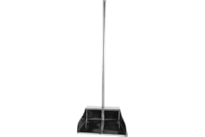 Didiseaon Stainless Steel Dustpan with Long Handle Large Capacity Ground Dustpan for Indoor Outdoor Use Heavy