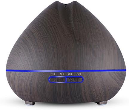 Kumiba 550ml Essential Oil Diffuser Aroma Diffuser ,Wood Grain Ultrasonic Humidifier Cool Mist Diffusers with 7 Color LED Lights for Home Yoga Office,Waterless Auto Shut-off (Wood Black)