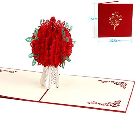 Dreamen 3D Rose Tree Pop-up Cards Perfect For Wife or Firlfriend Birthday,Anniversary Day,Mother's Day,Wedding Invitation Card ,Couple's Happy Anniversary (Rose tree)