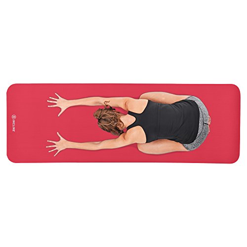 Incline Fit Extra Thick Exercise Mat w/Carrying Strap - Non Slip & Comfortable Workout Mat for Yoga, Pilates, Stretching, Meditation, Floor & Fitness Exercises, Dragon Fruit