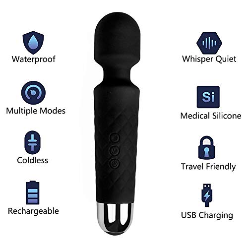 Personal Electric Wand Massager Powerful with Flexible Head, Cordless Waterproof Rechargeable Massager for Back, Neck, Shoulder Muscle Aches