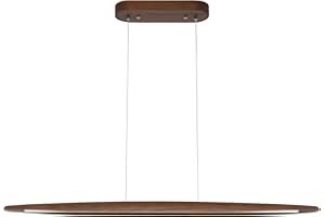 YISDESIGN 39" Wood Linear Pendant Light LED Dimmable Hanging Light Dinning Room Light Fixture Island Lights 24w for Dining Room Kitchen Island Bar Walnut Color