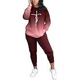 HBQ Two Piece Outfits For Women Casual Long Sleeve Sweatsuits Jogger Tracksuits Lounge Sets With Pockets-A-Gradient-XL