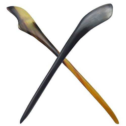 image for YOY Hair Decor 2 Count Handmade Natural Buffalo Horn Hair Sticks Shawl