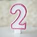 Number "2" Numerals Birthday Party Cake Candle - Glitter Pink & White