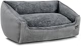 Feandrea XL Linen-Look Dog Bed with Raised Edges Non-Slip Bottom 110x75x27 cm view 10