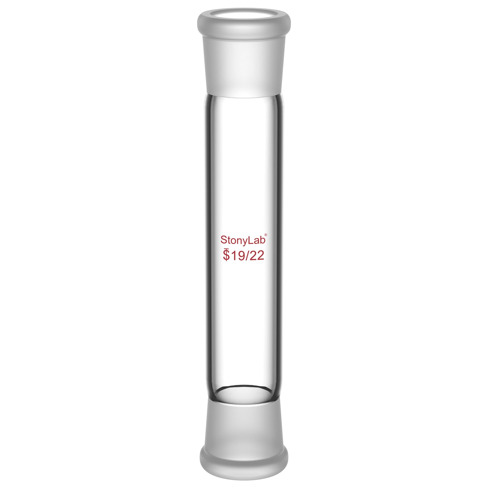 stonylab Borosilicate Glass Straight Connecting Adapter, 90 mm Between Two 19/22 Outer Joints for Laboratory