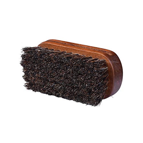 Jscarlife Horsehair Shoe Shine Brush - 100% Soft Genuine Horse Hair Bristles - Unique Concave Design Wood Handle - Comfortable Grip, Anti Slip - for Boots, Shoes & Other Leather Care