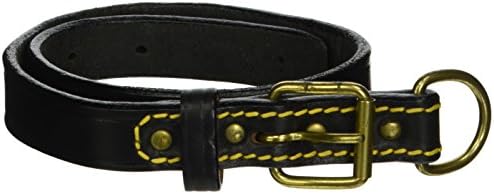 Petego La Cinopelca Classic Leather Smooth Finish Flat Collar, Black, 1 1/3 Inches, Fits 13 Inches to 16 Inches