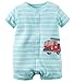 Carters Baby Boys 1-piece Appliqué Snap-up Cotton Romper (6 Months, Turquoise Firetruck)