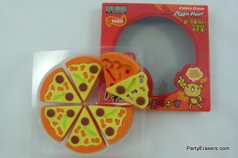 Kawaiierasers Kawaii Puzzle Erasers - 6 Slices Of Ham And Cheese Pizza In Cased Box