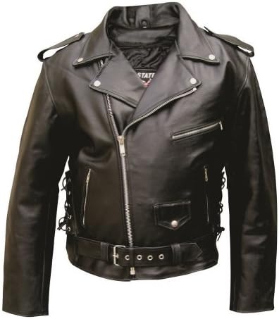 Allstate Leather Men's AL2011 Basic Motorcycle Jacket 42 Black