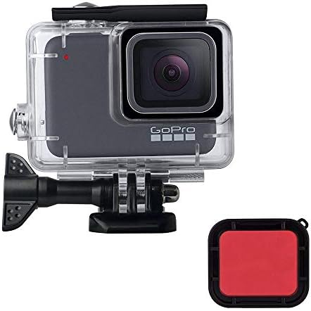 AOLVO Waterproof Protective Housing Case Red Filter for Go Pro Hero 2018 Hero7 White/Silver,Waterproof Underwater Diving Protective Housing Shell Filter for Go Pro Hero 2018 Action Camera