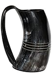 VIKING DRINKING HORN MUG Handcrafted Ox Cup Goblet - Drink Mead & Beer Like Game of Thrones Heroes With This Large Ale Stein - Great Craftsmanship A Perfect Present For Real Men
