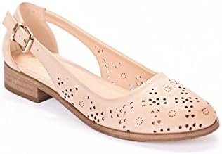ASNY Women's Lerane Fashion Heeled Ballerina Flat Black Tan Beige (10, Beige)