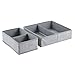 mDesign Fabric Drawer Organizer Bins, Kids/Baby Nursery Dresser, Closet, Shelf, Playroom Organization, Hold Clothes, Toys, Diapers, Bibs, Blankets, Lido Collection, Set of 2, 2 Pack, Gray