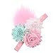DZT1968(TM)Baby Girl Narrow Turban Headband Head Wrap Hair Band With Rhinestone Flower Feather (Blue)