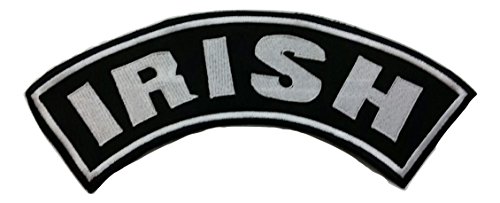 IRISH White & Black Iron or Sew on Top Rocker Patch for Biker Jacket or Vest Motorcycle back patch