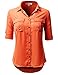 H2H Womens Casual Chiffon Blouse Short Rolled Up Sleeve Top Shirts With Chest Two Pocket