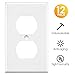Outlet Covers, White Wall Plates Light Switch Power Plug Cover, 1-Gang Duplex Decorative Electrical Plate Kit, Unbreakable Polycarbonate Material, Standard Size Replacement Faceplates, 12 Pack