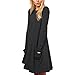 Kissky Women's Basic Long Sleeve Pockets Casual Swing Plain Tshirt Dress (S, Grey)