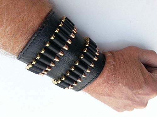 vsdfvsdfv .22 .17 Cartridge Belt Slide Pistol Ammunition Carrier Leather (Black) - Thumbnail 2