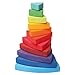 Grimm's Large Wooden Triangular Conical Tower (Wankel), 11-Piece Rainbow Colored Stacker, Made in Germany