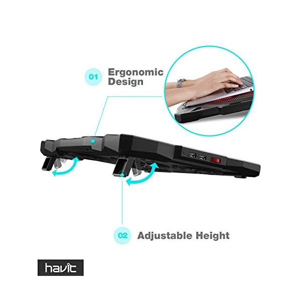 HAVIT-Laptop-Cooling-Fan-Portable-Cooling-Pad-with-5-Quiet-Fans-and-2-USB-Ports-for-Up-to-17-Laptops-F2068-BlackRed HAVIT Laptop Cooling Fan, Portable Cooling Pad with 5 Quiet Fans and 2 USB Ports, Laptop cooler for Up to 17” Laptops…