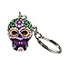 Hand Painted Polyresin Sugar Skull Keychain - Purple