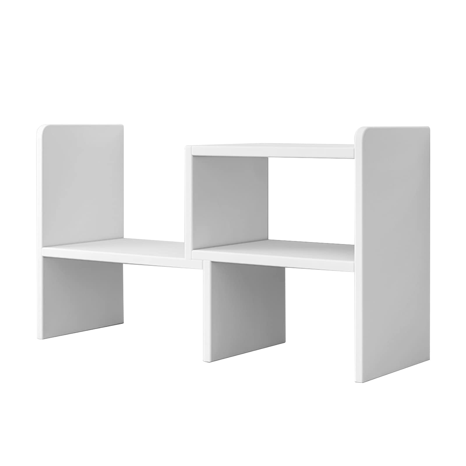 TWSOUL Desktop Bookshelf Organizer,Expandable Desktop Organizer Office Storage Rack Free Standing Bookcase Display Rack Multipurpose Desk Bookshelf for Office & Home Decor (White)