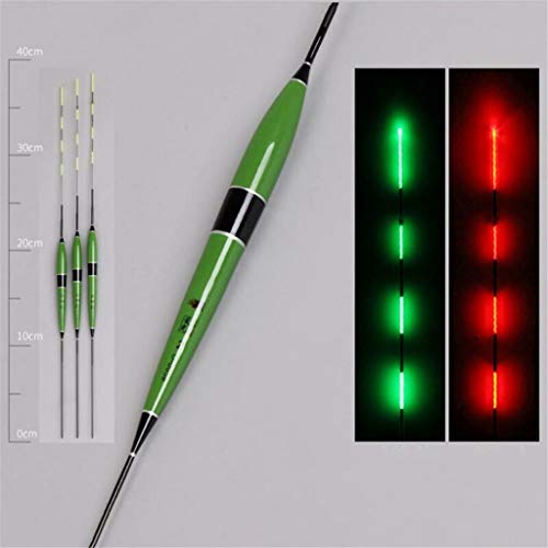 Excursion Sports Fishing Bobbers, 3pcs Smart Vertical Fishing Floats with Led Light, Night Luminous Automatically Remind for Night Fishing Crappie Pan Fish Bass, Fishing Gear (Green)