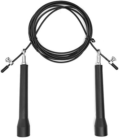 Emoh Speed Cable Jump Rope Adjustable Weighed Best For Exercising, Boxing &amp; MMA, Home Fitness &amp; Sports Training（Black）