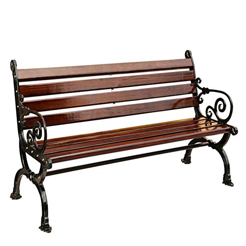 Chair Massivholz Gartenbank, Außenterrasse 2 Sitze Eisen Massivholzbank, Korrosions- Und Rostschutz