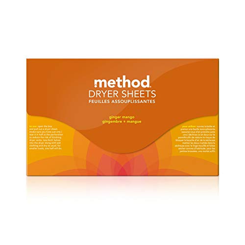 METHOD DRYER SHEETS, GINGER MANGO, 80 SHEETS, 1 PACK, PACKAGING MAY VARY