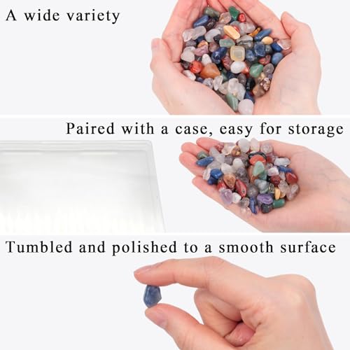 FUTUREPLUSX 1LB Quartz Stones Assorted, Natural Rocks Tumbled Gemstones 0.3-0.4inch Tumbled Chips for Home Decoration Vases Reiki Meditation
