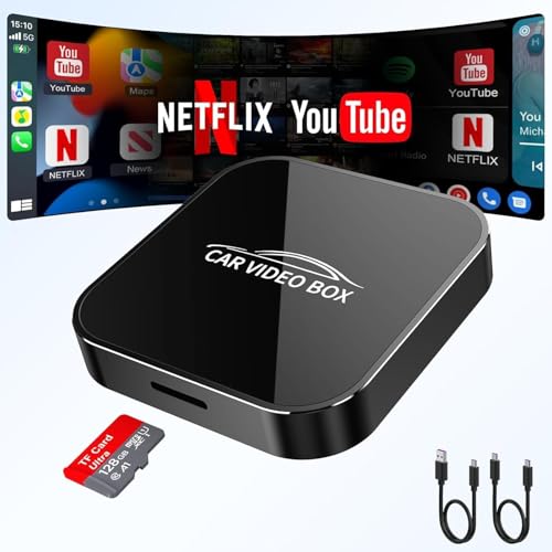 2026 Wireless CarPlay & Android Auto Adapter Supports Netflix/Youtube/TF - Plug & Play, Magic Video Box Compatible with CarPlay & Android Auto Factory (4GB RAM+16GB)