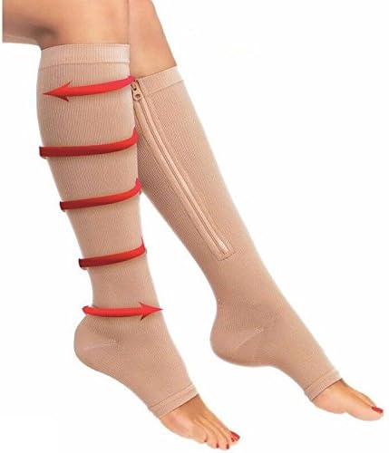 RLdaffodil Zipper Compression Socks for Men Women with Toe Open Design Zipper Leg Support Knee-High Stockings