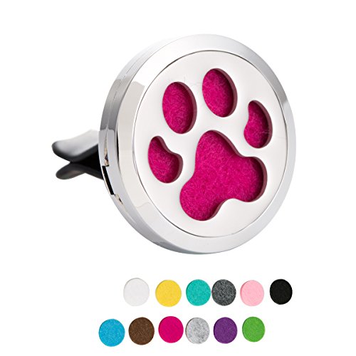 ZARABE Car Aromatherapy Essential Oil Diffuser Air Freshener Vent Clip-Pet Paw 30MM Pierced Locket