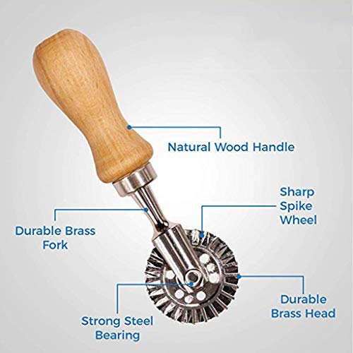 Aeanm Ravioli Stamp Set, Dough Cutter and Pasta Press Stamps with Wooden Handle -for Ravioli, Pasta, Dumplings Lasagna, Pierogi (3-Set,Round & Square & Roller Cutting) - Thumbnail 4