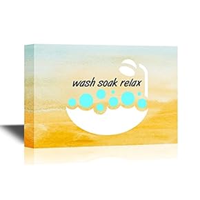 Bathroom Canvas Wall Art - Wash Soak Relax - Gallery Wrap Modern Home Art | Ready to Hang - 12x18 inches