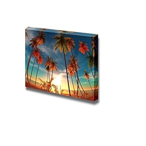 Canvas Prints Wall Art - Tropical Horizon View at Sunset Time | Modern Wall Decor/Home Decoration Stretched Gallery Canvas Wrap Giclee Print. Ready to Hang - 12" x 18"