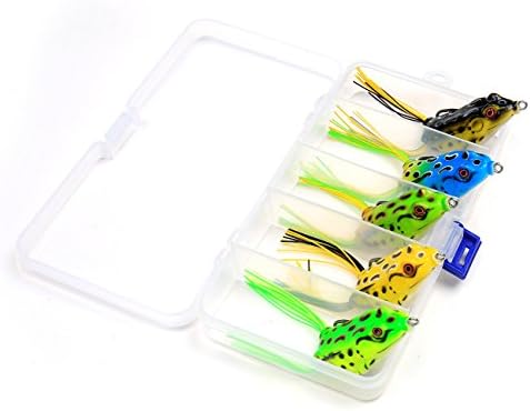 Trustool Frog Lure Kit for Bass, Frog Lure Set Hollow Soft Baits Saltwater Plastic with Tackle Box