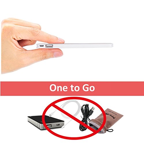 Ultra Portable Pocket Charger: One-for-All USB electronics design, External Mini Backup Battery Pack, basic Power Bank for Cell Phone iPhone Android HTC (5000mAh, White, with Lightning, Dual Output)