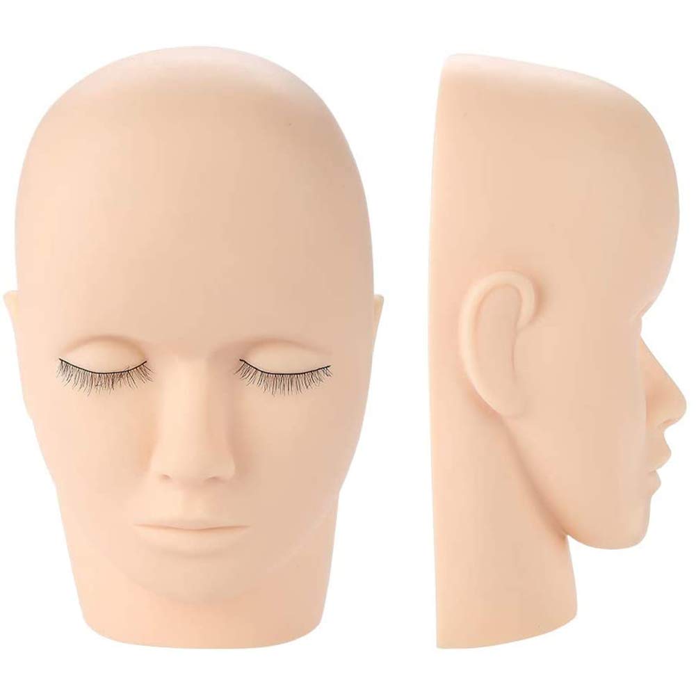Fake Mannequin Head, Lash Extension Training Practice Head, Soft Rubber Makeup Massage Practice Model,for Eyelash Extension, Makeup, Massage or Face Painting.