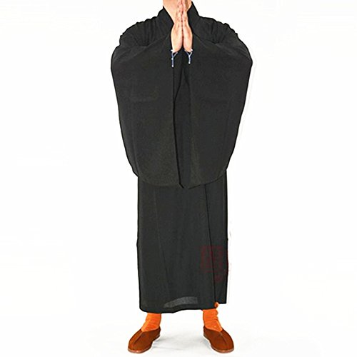 Buddhist Shaolin Monk Kung fu Robe Meditation Long Gown Suit Black L