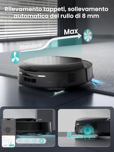 Lefant M5 Pro Robot Vacuum Cleaner with Roller, Suction 18,000 Pa, Clean Water Wash, Self-cleaning 75 °C, Laser Navigation dToF, Self Emptying 120 Days, Carpets, Alexa App