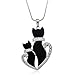PammyJ Cat Necklace Double Black Kitty Cats with Crystals, 18