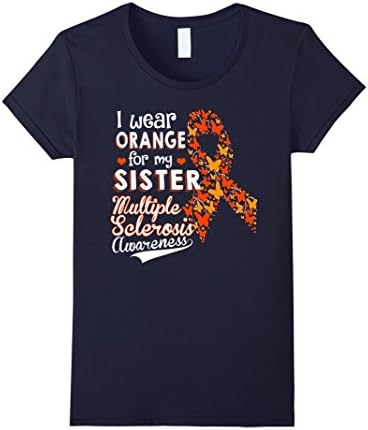 Women's I Wear Orange For My Sister Multiple Sclerosis Awareness Tee XL Navy